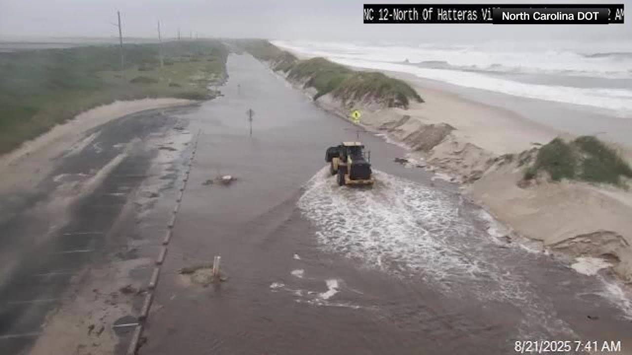 NC Highway 12 flooding from Hurricane Erin