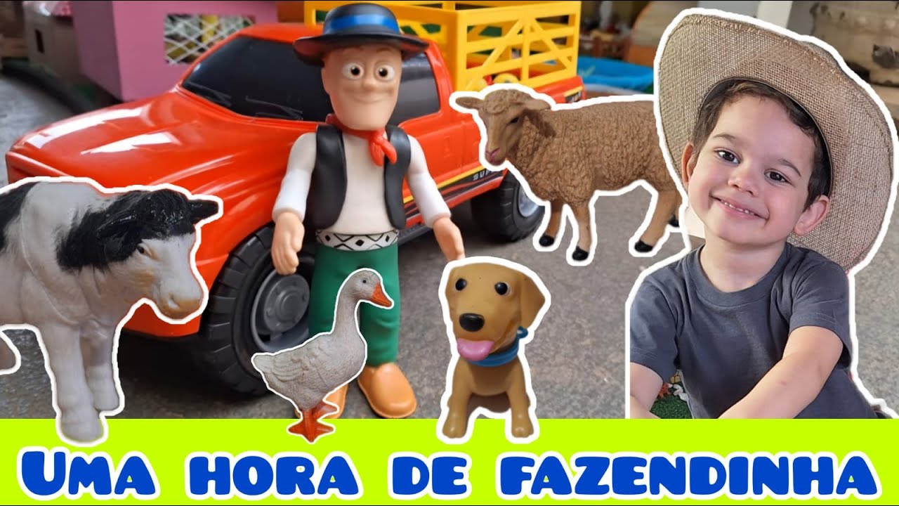 Fazendinha de brinquedo do João Lucas. Um hora de FAZENDINHA!