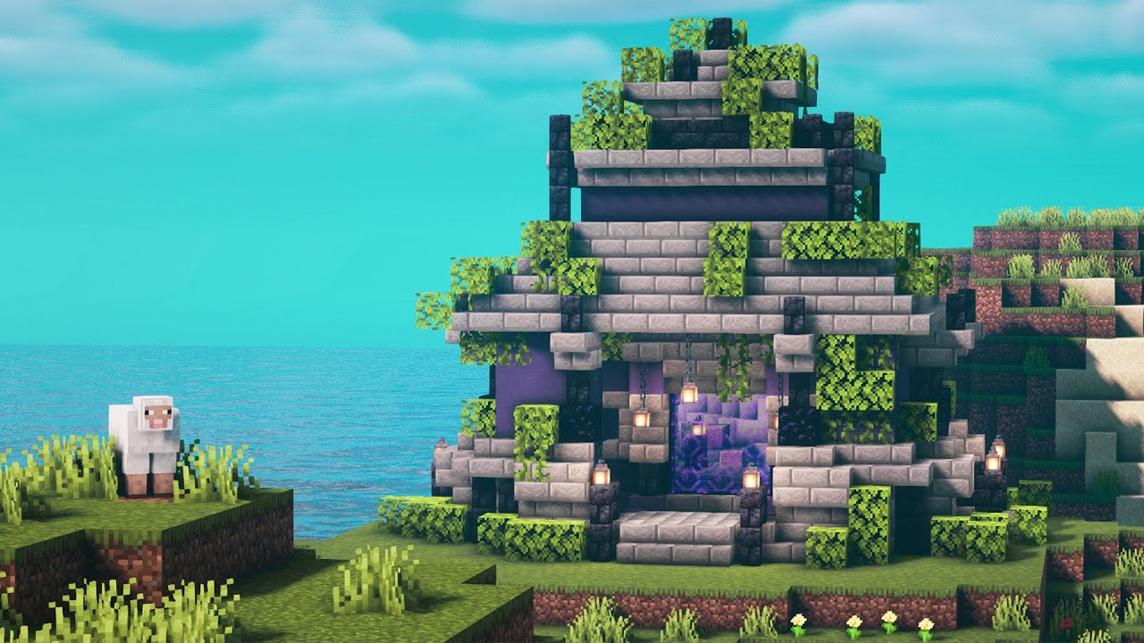Minecraft | How to Build a NETHER PORTAL TEMPLE in Minecraft Tutorial ...
