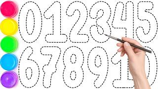 1234567890, Learn to Count 1-10 🔢🎨 Super Easy Number Drawing 1-10! | Bright Colors Paint Art, KS ART