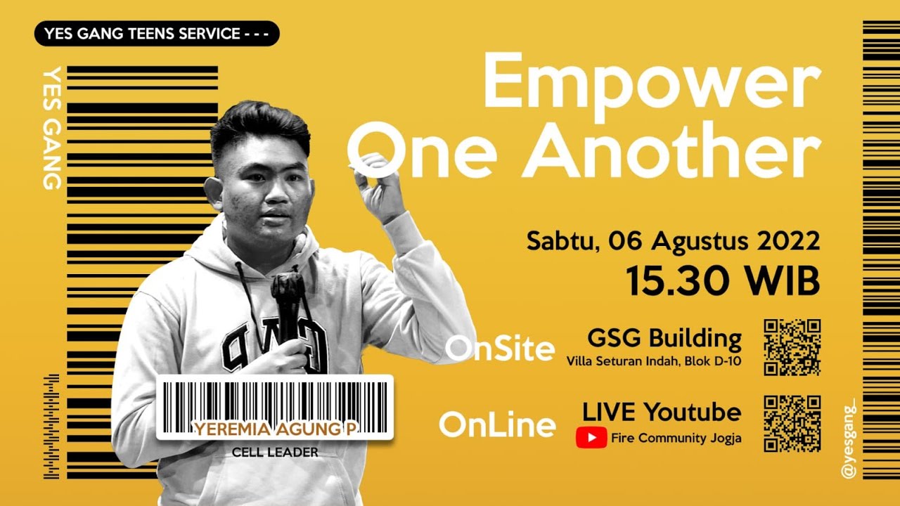 YES GANG TEENS SERVICE | 6 AGUSTUS | 15.30 WIB | KAK YEREMIA AGUNG P