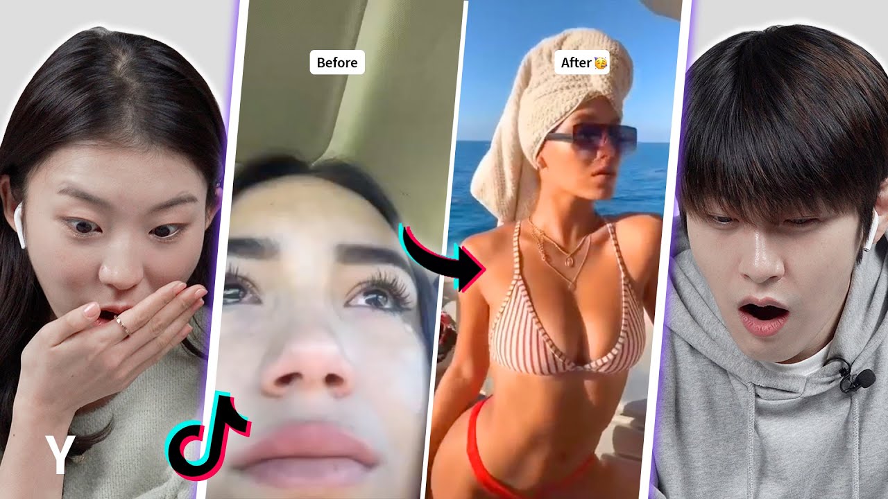 Корейский парень и девушка реагируют на TikTok «Break Up Glow Up» | Y