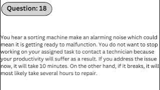 USPS 476 Mail Processor | Q18: You hear a sorting machine make an alarming noise which could mean