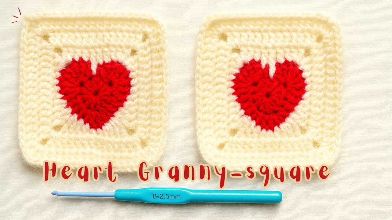 Easy Heart Granny Square | heart shape granny square | woolen crochet