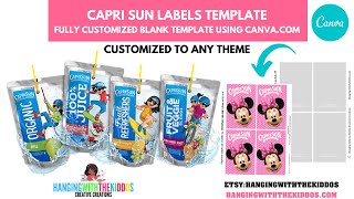 Capri Sun Labels Template | DIY Custom Party Favors| Canva Template