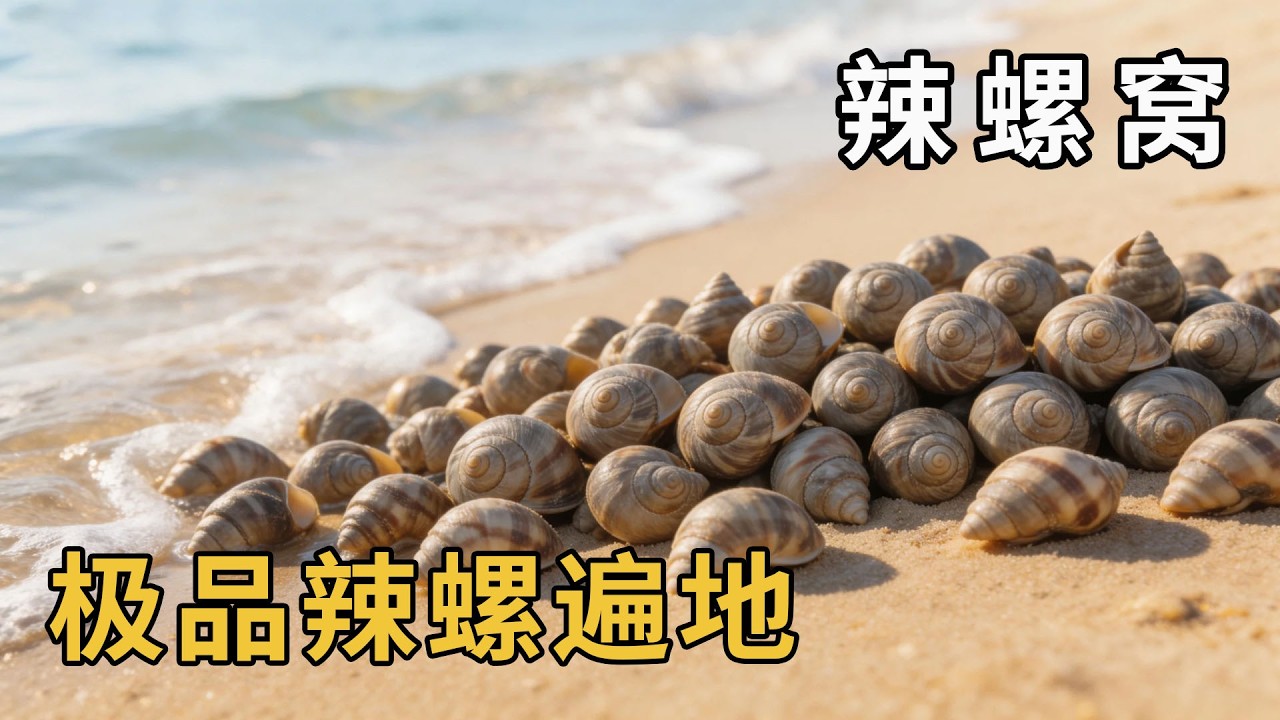 趕海挑戰辣螺窩開掛了！極品辣螺遍地擱淺，阿富撿到手軟桶子都抬不動！