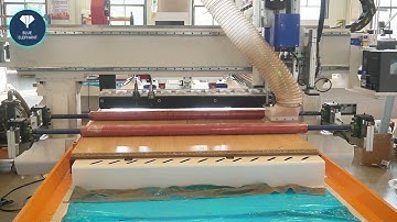 Blue elephant Test video of ELE1325 Nesting cnc machine with gantry auto label for Kosovo customer