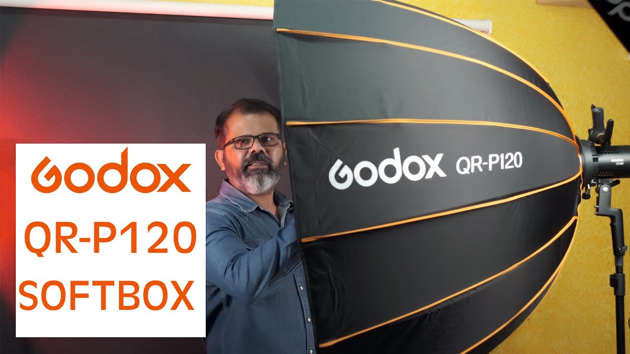 Godox QR-P120 120cm Softbox Bowens Mount Parabolic Softbox Quick Setup mit Grid Folding Quick Set Kompatibel mit Godox SL-60W VL150 UL150 SL150II SZ150R etc.