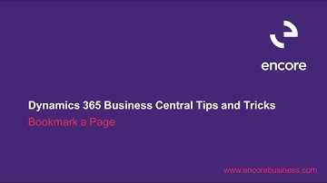 How to Bookmark a Page in Dynamics 365 Business Central