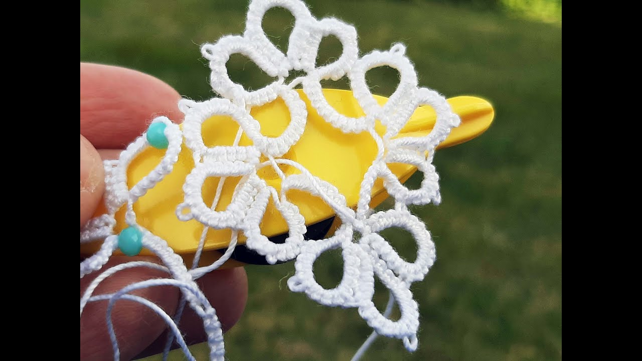 TUTORIAL ORECCHINI AL CHIACCHIERINO CON PERLINE.WONDERFUL TATTING EARRINGS WITH BEADS EASY TUTORIAL