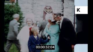 1960s UK, British Family at Wedding, Church Exterior, Celebration, Home Movies, 8mm