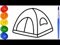 How to draw a tent for kids
