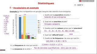 5ème   statistique   vocabulaire et moyenne