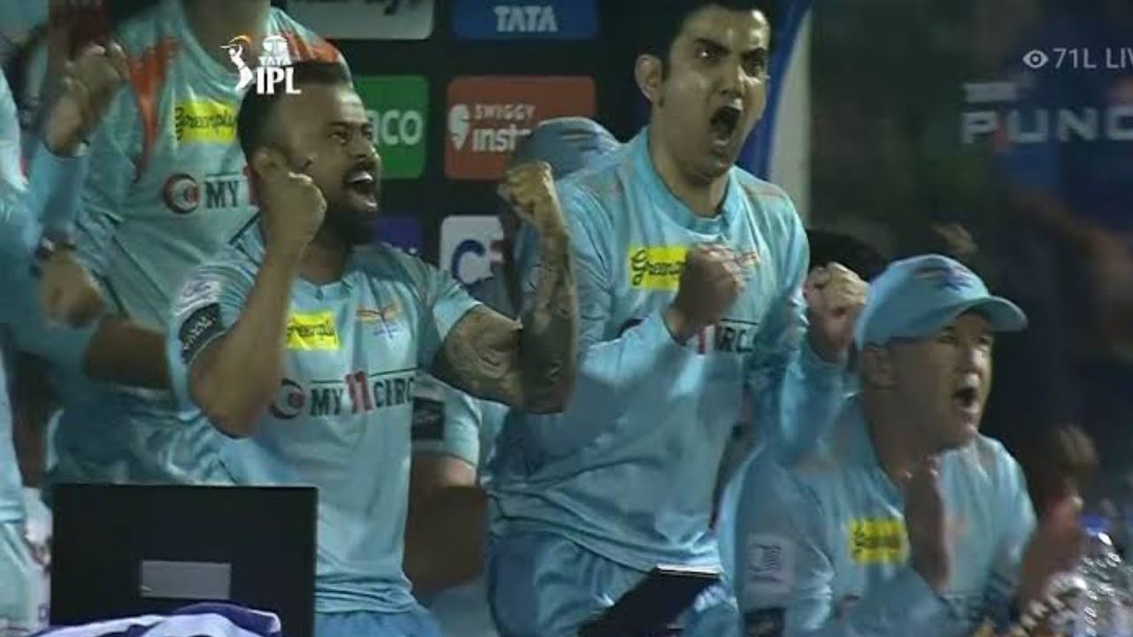 Gautam Gambhir Reaction after Ayush Badoni Winning Six during CSK vs LSG Match