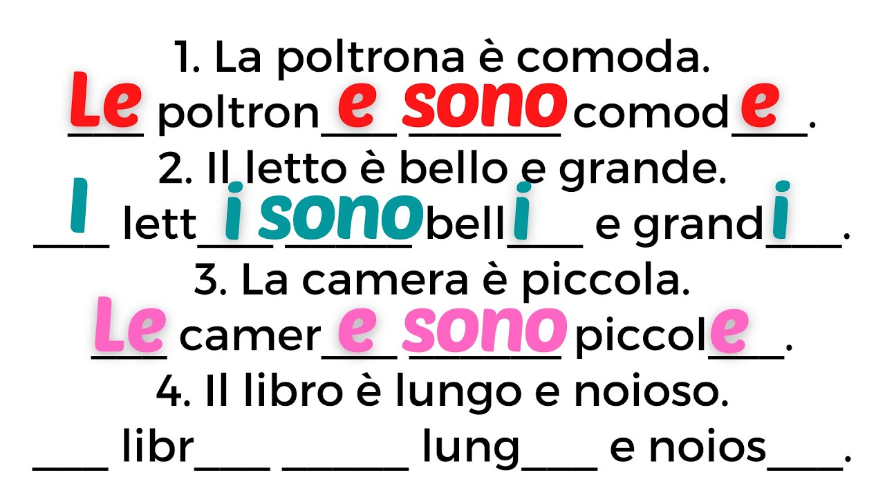 Italian how to form the plural of an entire sentence Nouns and verbs Learn italian free