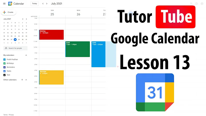 Google Calendar Tutorial - Lesson 13 - Setting Individual notifications for Individual Calendars