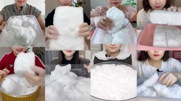 ONLY BITES🔷SOFT SQUEAKY FREEZER FROST EATING || WHITE ICE EATING COMPILATION🧊