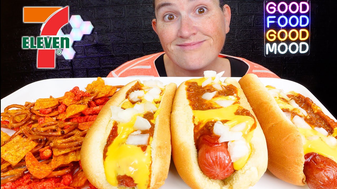 ASMR | SEVEN ELEVEN | Chili Cheese Dogs | MUKBANG Eating Show