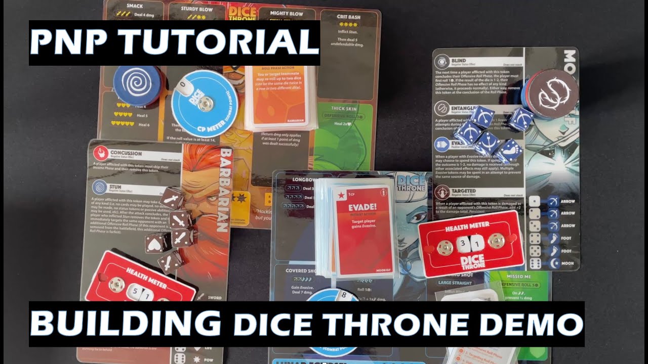 Building Dice Throne Demo PnP Tutorial Board Game - YouTube