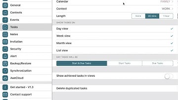 VigCal guide for iPad: Default calendar for new task