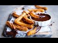 The BEST Churros with Chocolate Sauce (Eggless, Vegan Option) - Hot Chocolate Hits