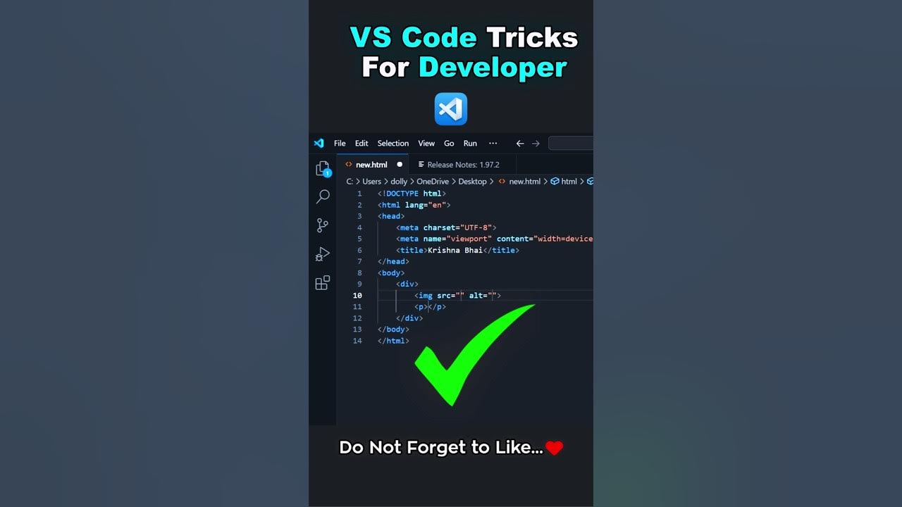 VS Code Tricks For Developer #html #css #shorts #newshorts #newshort ...