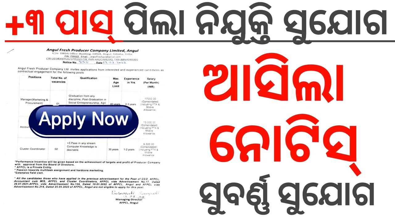 Cluster Coordinator Job !! +3 Pass Vacancy !! Accountant Job 2022 !! Latest Job Notification