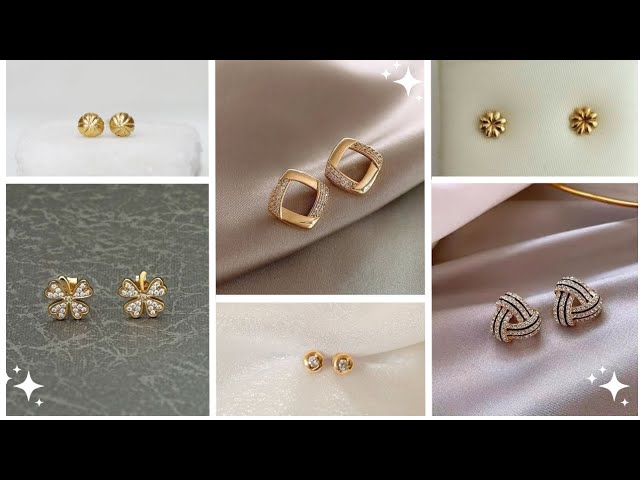 Gold Ear Tops Designs | Small Gold Earrings Designs In 2 Grams For Daily  Use | Cute Earrings - YouTube