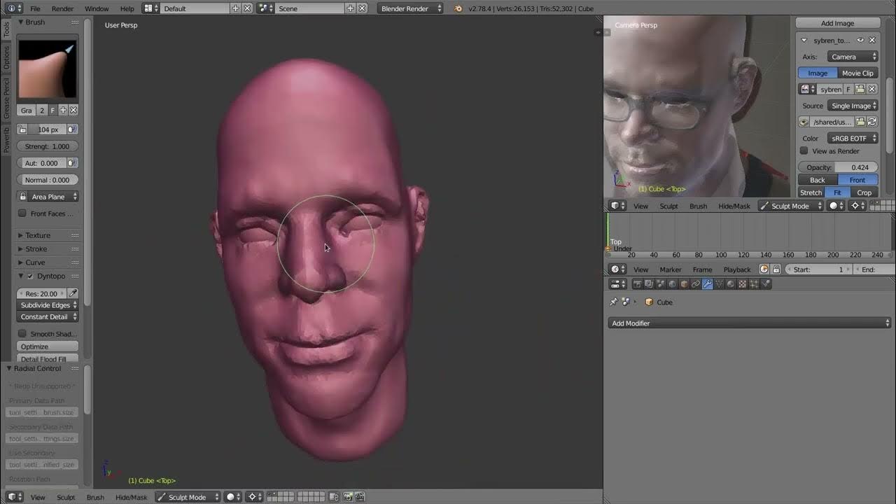 Blender Low Poly Character Creation(1/11)Head Modeling & Sculpting(한글
