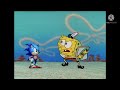 Sonic is trying to get the pizza from spongebob
