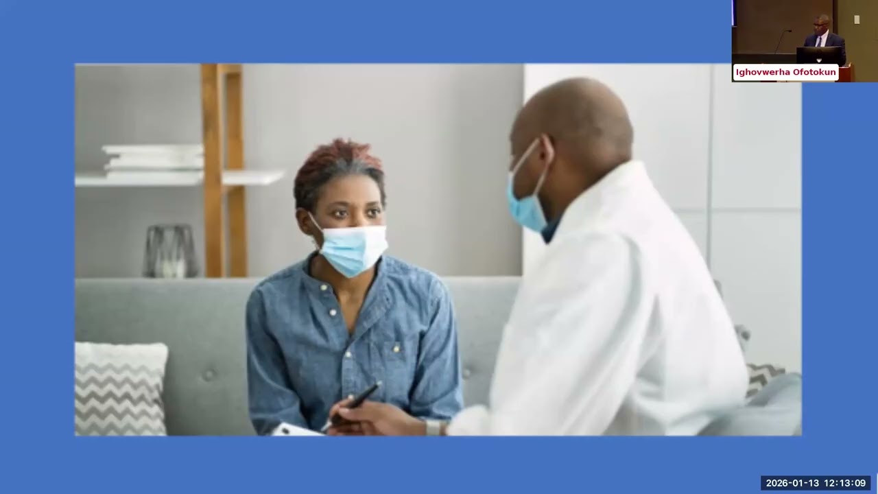 Ighovwerha Ofotokun, MD, presents at the University Hospitals Global Health Grand Rounds.