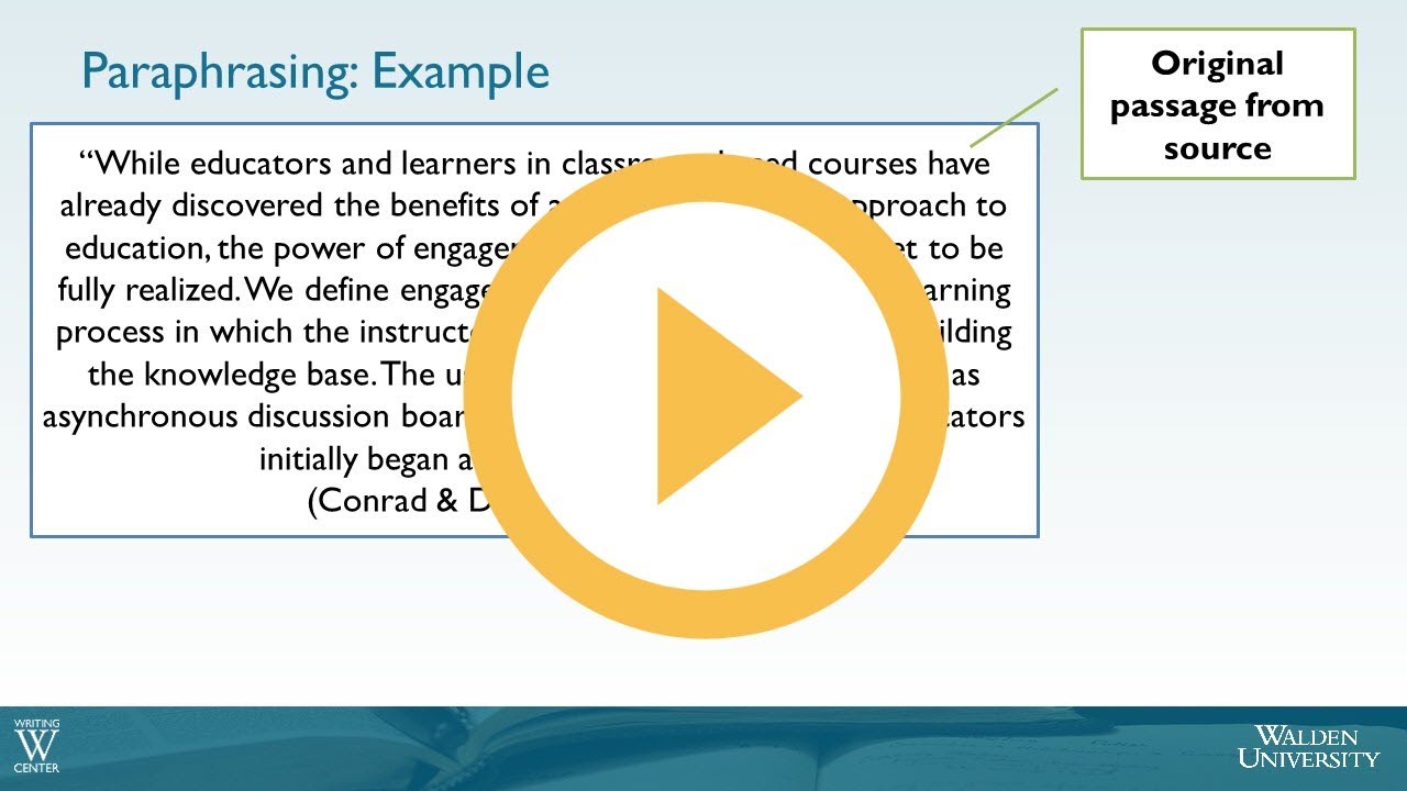 Examples of Paraphrasing - Using Evidence - Academic Guides at