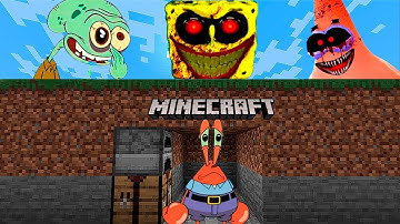 Minecraft Speedrunner MR. KRABS VS 3 Hunters - SpongeBob Animation