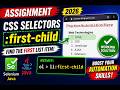 123. Assignment - Using first child in CSS Selectors (Selenium Java 2026)