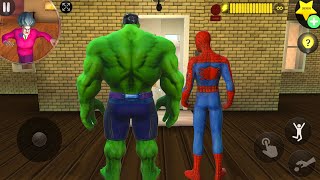 HULK and SPIDERMAN against Miss T in Scary Teacher 3D House Gameplay (Android,iOS) screenshot 4