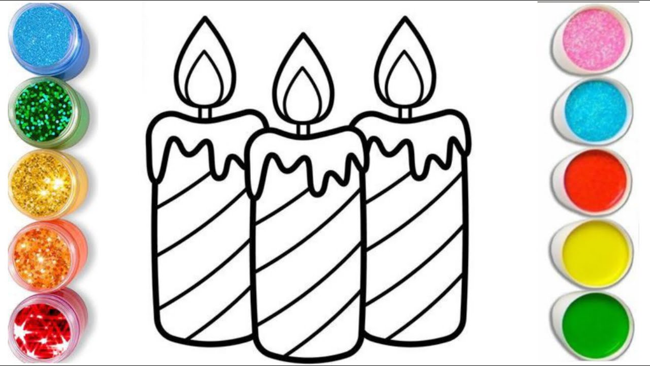 draw and colour of candles for kids and toddlers | Easy candles drawing ...