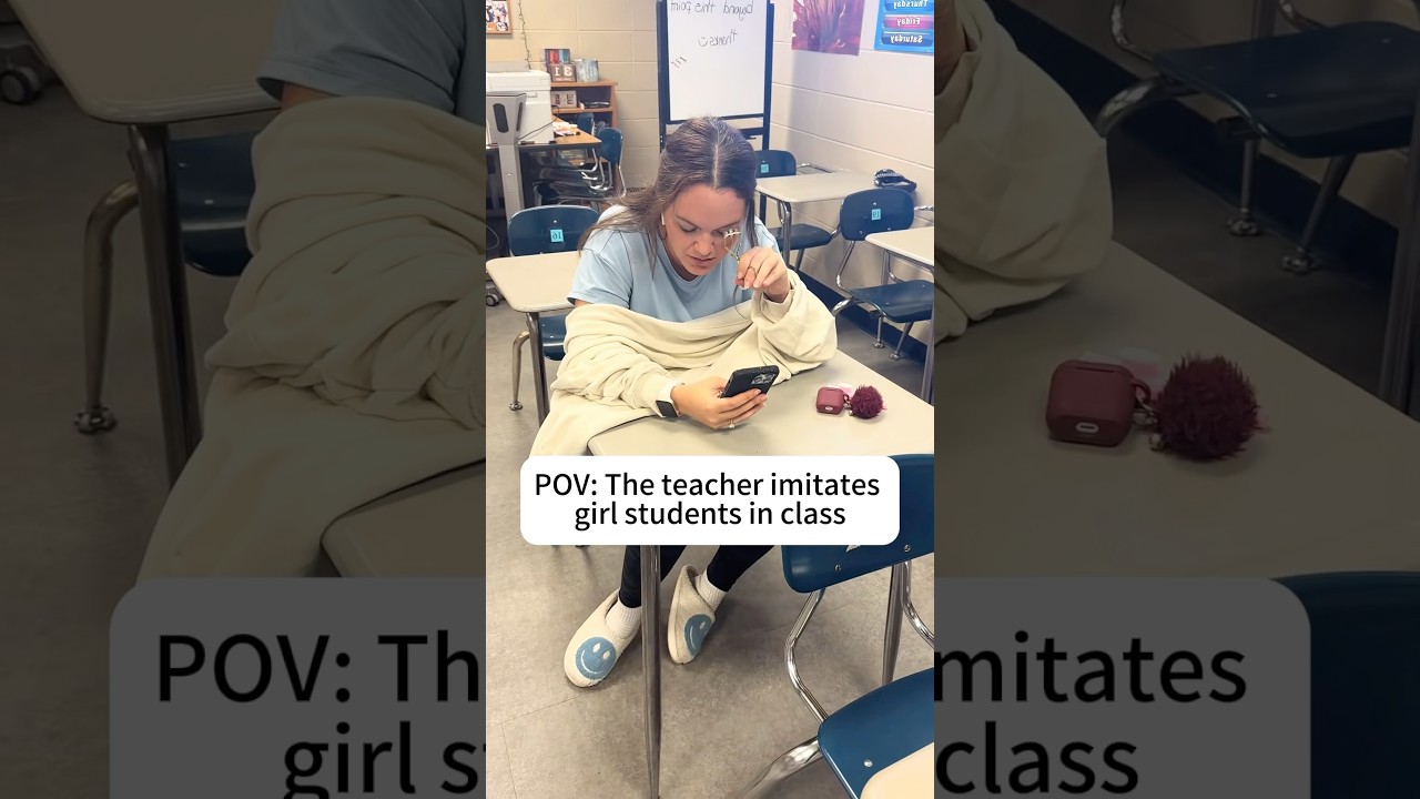 The teacher imitates the students’ clothing and behavior 
