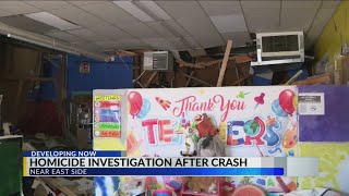 IMPD: Shooting victim died after crashing into building on east side of Indianapolis