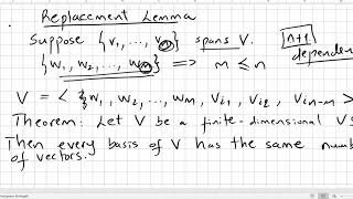 Linear Algebra 147, Replacement Lemma and maximal independent subset of a set that spans a VS