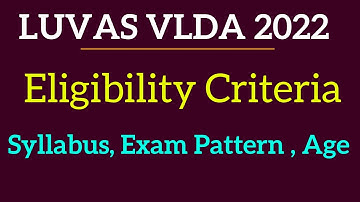LUVAS VLDD Admission 2022 VLDA Entrance Exam 2022 VLDA Online Classes VLDA Syllabus 2022
