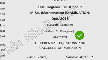 2018 Dcrust MSc Mathematics 7th Sem Differential Equation & Calculus of Variation Question Paper