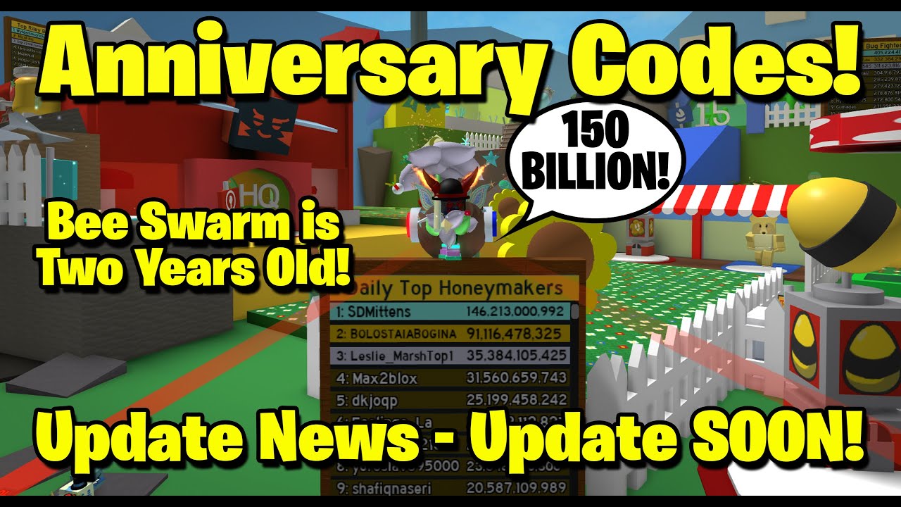 Update News! Two New Anniversary Codes! - Bee Swarm ...