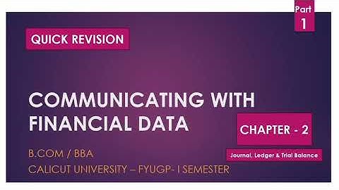 Communicating with Financial Data|FYUGP|B.COM|BBA|I SEMESTER | Chapter 2|Part 1