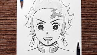 Easy Anime Drawings How To Draw Tanjiro - Demon Slayer Drawing Step By Step For Beginners