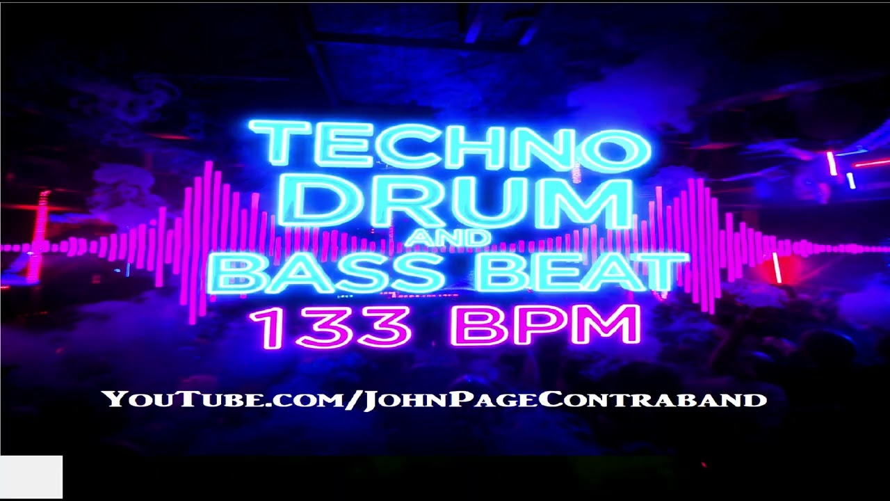 Techno Drum and Bass Beat 133 BPM Free Drum Track EDM Club House Bassline 