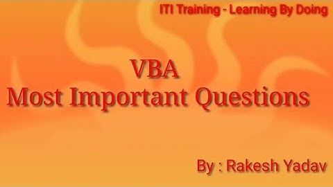 VBA Most Important Questions MCQ - Part 1st