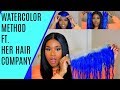 Get BLUE HAIR FAST AF !! - WATERCOLOR Method ft. Her Hair Company Eurasian Blonde Hair