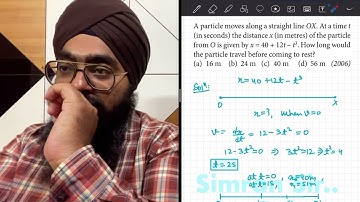 NEET06 a particle moves along a straight line OX at a time T. The distance X of the particle from O￼