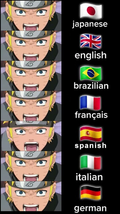 DUBLAGEM em vários idiomas #shorts #anime #naruto #sasuke #sakura#dublagem