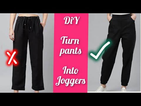 DIY||Turn your pants/sweatpants into joggers in 10 minutes ||recycling ...